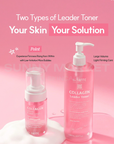 Dr.Sante Collagen Leader Toner duo featuring 500ml daily toner and 100ml bubble toner for low-irritation firming care.