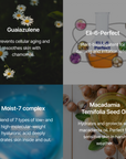 Key ingredients in Mahoe Azulene Cream including guaiazulene, Moist-7 complex, and chamomile extract
