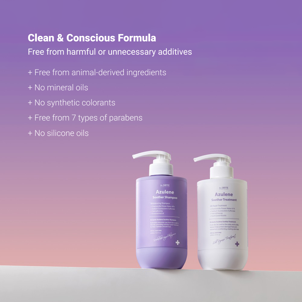 Dr.SANTE Azulene Soother Shampoo & Treatment Duo (2 x 500ml) clean and conscious formula card