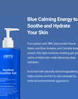 Azulene Soother Gel with 79% chamomile flower water, blue azulene, and centella extract — calms irritation, deeply hydrates, and restores skin stressed by environmental aggressors.