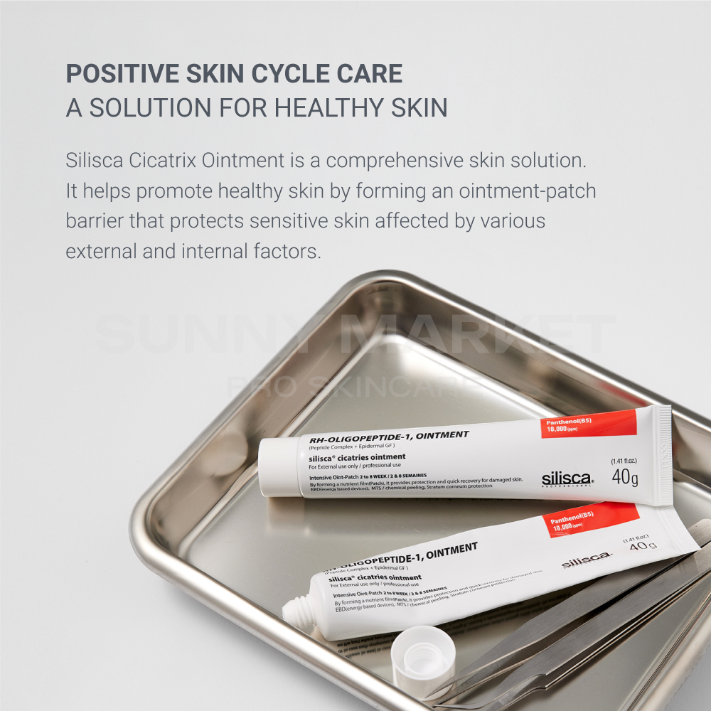Silisca Cicatries Intensive Ointment applied on skin, forming a protective film that delivers moisture like a moist environment and shields against external irritation