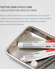 Silisca Cicatries Intensive Ointment applied on skin, forming a protective film that delivers moisture like a moist environment and shields against external irritation