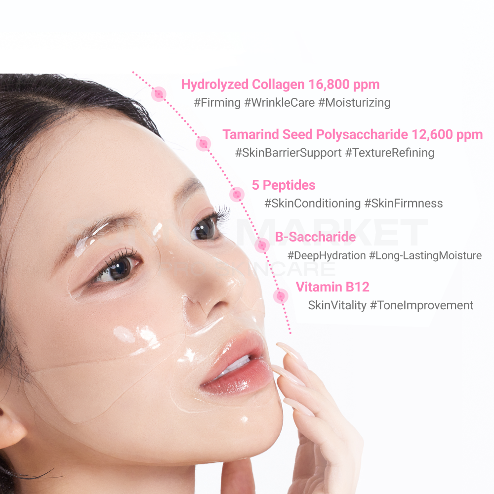 Dr.SANTE Collagen Leader Mask 1box*4sheets key ingredients info card