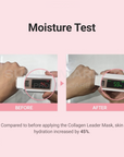 Moisture test result demonstrating a 45 percent increase in skin hydration after applying the Dr.Sante Collagen Leader Mask