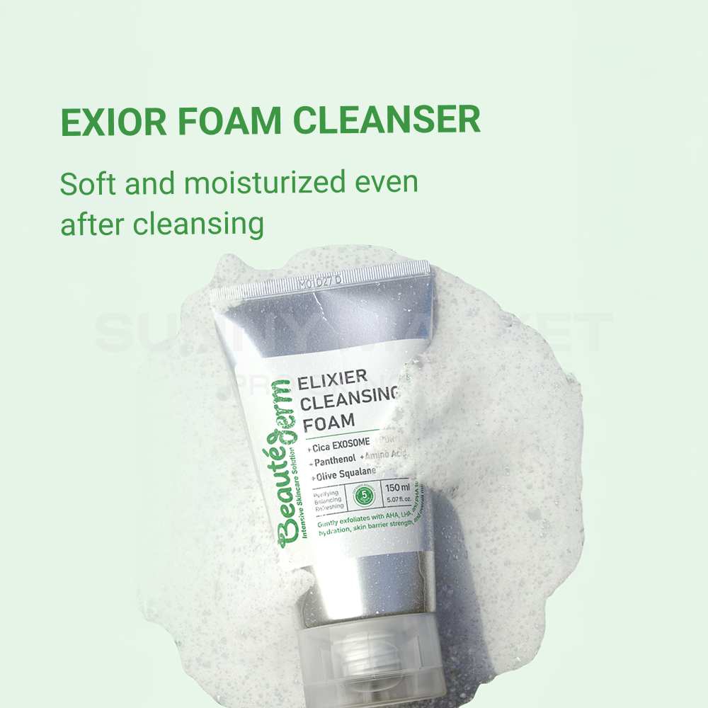 EXIOR Foam Cleanser with rich soft foam for gentle and hydrating facial cleansing