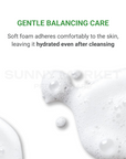 Gentle foam cleanser leaving skin hydrated and balanced after cleansing