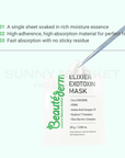 Beauteder Elixier Exotoxin Mask usage steps – rich essence absorption, high-adherence sheet, and non-sticky finish for sensitive skin care.
