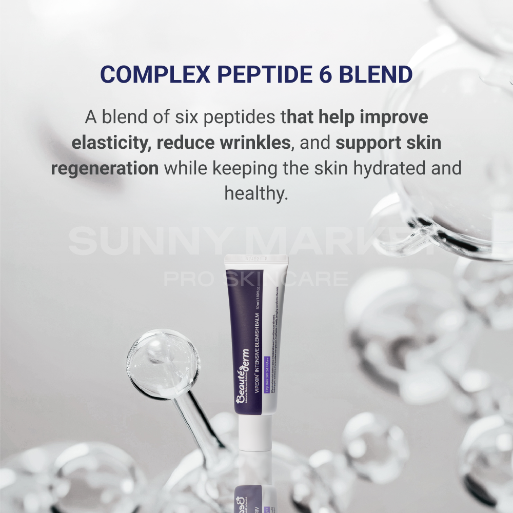 Beauteder Vipexin Intensive Blemish Balm with Complex Peptide 6 Blend that boosts elasticity, reduces wrinkles, enhances skin regeneration, and delivers deep hydration for healthy-looking skin