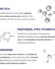 Beauteder Vipexin Intensive Blemish Balm ingredients: Zinc PCA for sebum control and hydration, Panthenol to strengthen the skin barrier, and Adenosine to improve wrinkles and elasticity